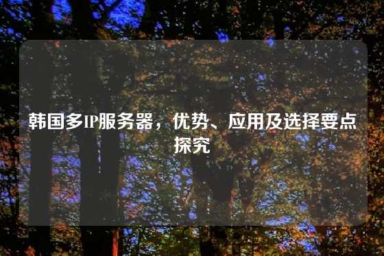 韩国多IP服务器，优势、应用及选择要点探究