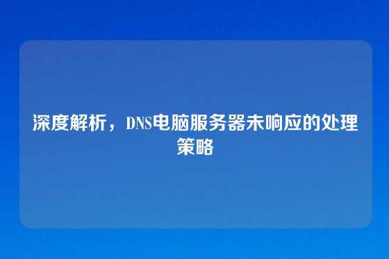 深度解析，DNS电脑服务器未响应的处理策略