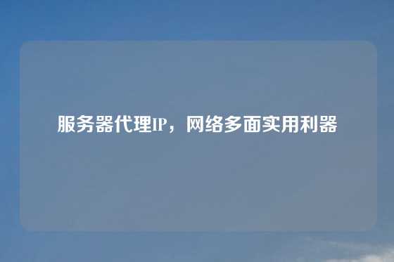 服务器代理IP，网络多面实用利器