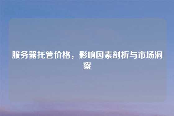 服务器托管价格，影响因素剖析与市场洞察