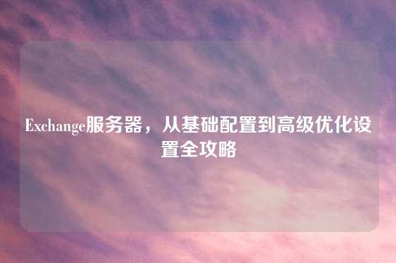 Exchange服务器，从基础配置到高级优化设置全攻略