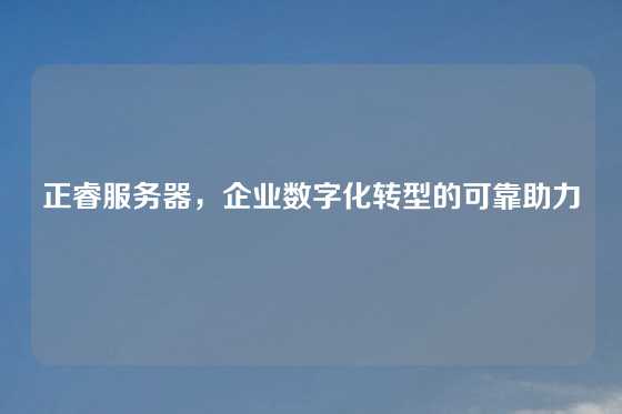 正睿服务器，企业数字化转型的可靠助力