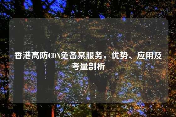 香港高防CDN免备案服务，优势、应用及考量剖析