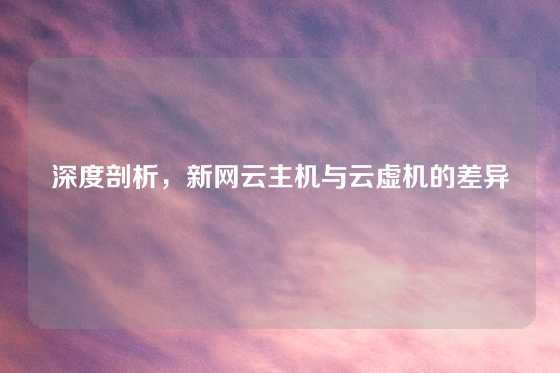 深度剖析，新网云主机与云虚机的差异
