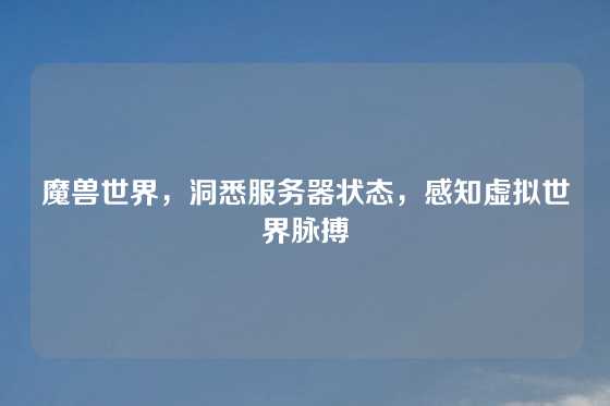 魔兽世界，洞悉服务器状态，感知虚拟世界脉搏