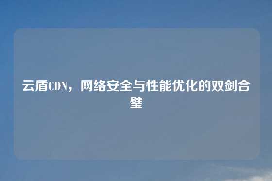 云盾CDN，网络安全与性能优化的双剑合璧