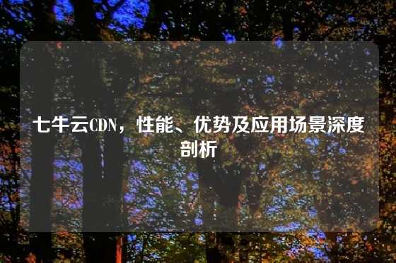七牛云CDN，性能、优势及应用场景深度剖析