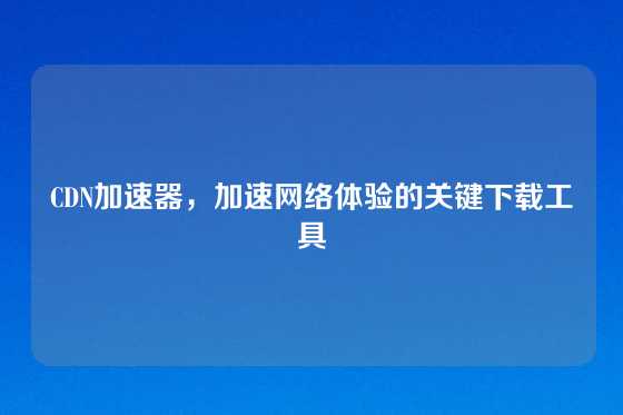 CDN加速器，加速网络体验的关键下载工具