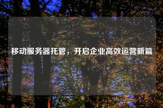 移动服务器托管，开启企业高效运营新篇