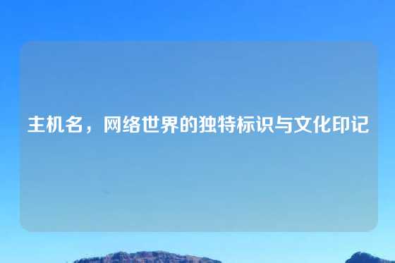 主机名，网络世界的独特标识与文化印记