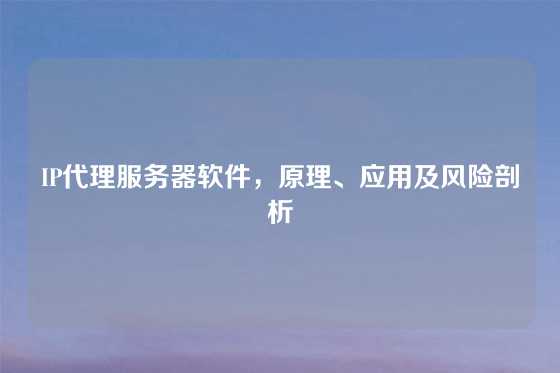 IP代理服务器软件，原理、应用及风险剖析
