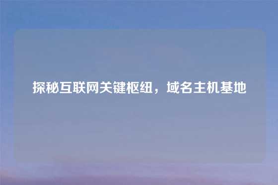 探秘互联网关键枢纽，域名主机基地