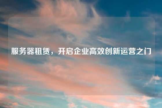 服务器租赁，开启企业高效创新运营之门
