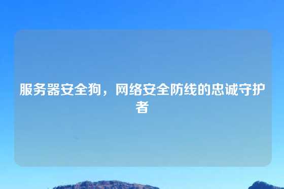 服务器安全狗，网络安全防线的忠诚守护者