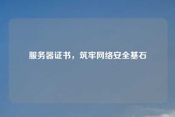 服务器证书，筑牢网络安全基石