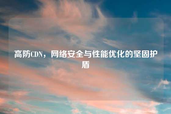 高防CDN，网络安全与性能优化的坚固护盾