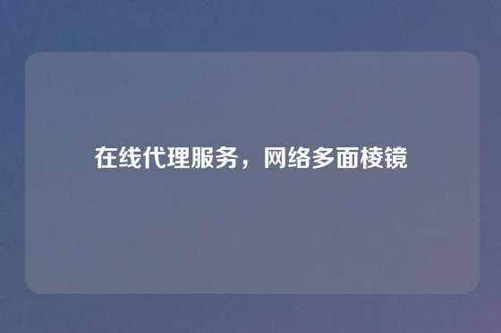 在线代理服务，网络多面棱镜