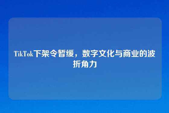 TikTok下架令暂缓，数字文化与商业的波折角力