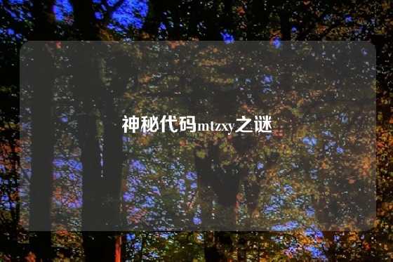 神秘代码mtzxy之谜