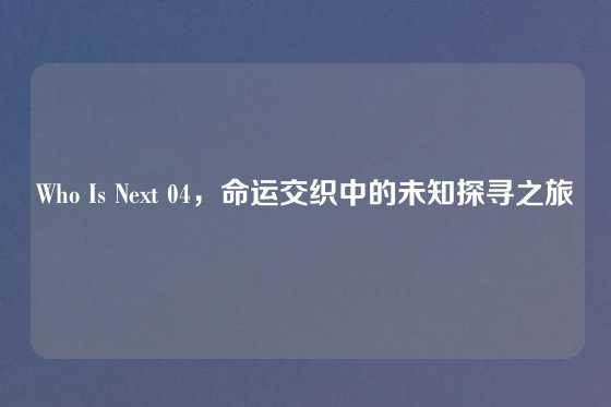 Who Is Next 04，命运交织中的未知探寻之旅