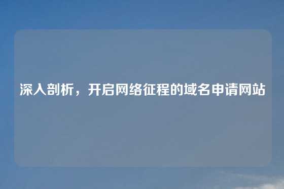 深入剖析，开启网络征程的域名申请网站