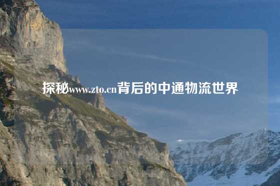 探秘www.zto.cn背后的中通物流世界