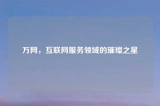 万网，互联网服务领域的璀璨之星