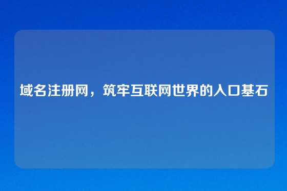 域名注册网，筑牢互联网世界的入口基石