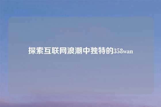 探索互联网浪潮中独特的358wan