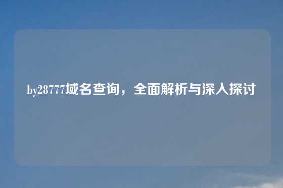 by28777域名查询，全面解析与深入探讨
