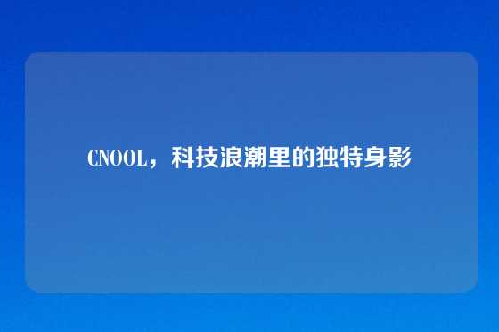 CNOOL，科技浪潮里的独特身影
