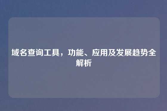 域名查询工具，功能、应用及发展趋势全解析