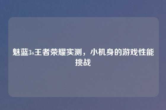 魅蓝3s王者荣耀实测，小机身的游戏性能挑战
