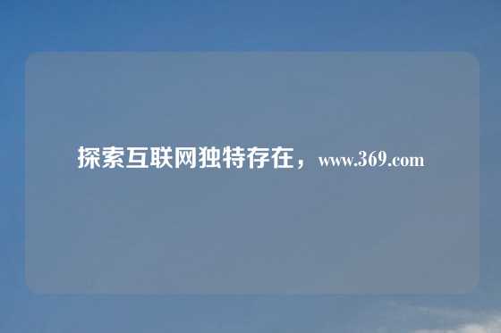 探索互联网独特存在，www.369.com