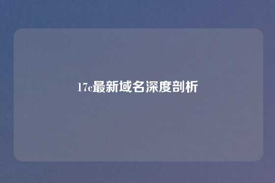 17c最新域名深度剖析