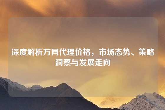 深度解析万网代理价格，市场态势、策略洞察与发展走向