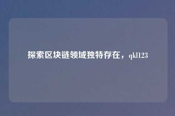 探索区块链领域独特存在，qkl123