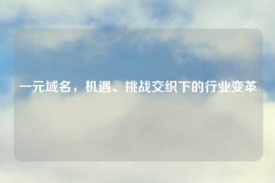 一元域名，机遇、挑战交织下的行业变革
