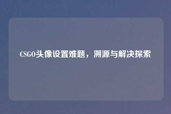 CSGO头像设置难题，溯源与解决探索