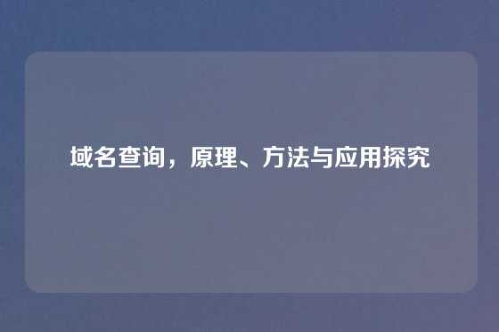 域名查询，原理、方法与应用探究