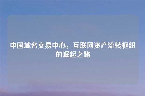 中国域名交易中心，互联网资产流转枢纽的崛起之路