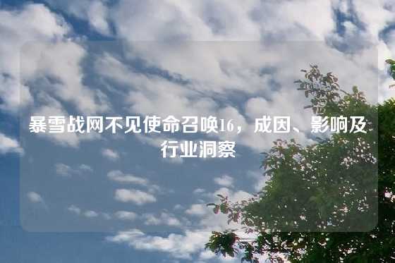 暴雪战网不见使命召唤16，成因、影响及行业洞察