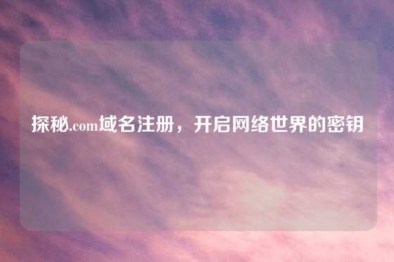 探秘.com域名注册，开启网络世界的密钥