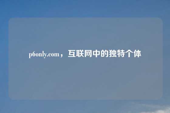 p6only.com，互联网中的独特个体