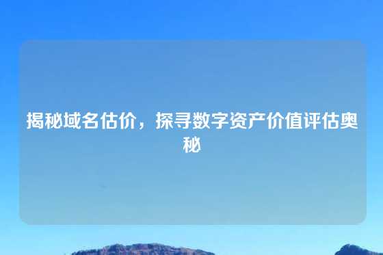 揭秘域名估价，探寻数字资产价值评估奥秘