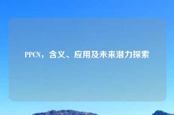 PPCN，含义、应用及未来潜力探索