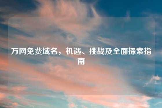万网免费域名，机遇、挑战及全面探索指南