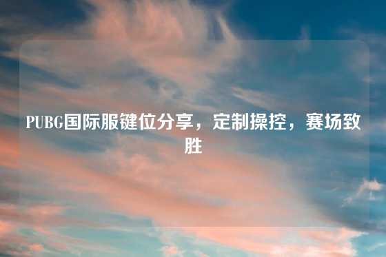 PUBG国际服键位分享，定制操控，赛场致胜