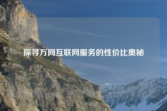 探寻万网互联网服务的性价比奥秘