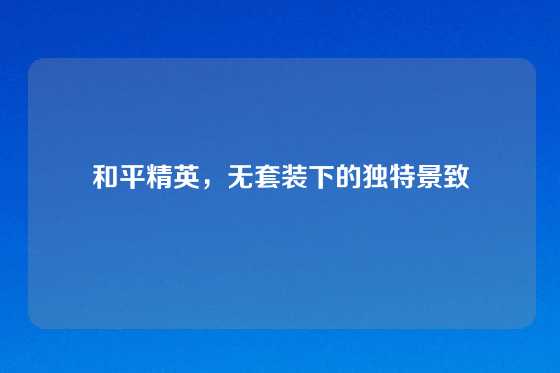 和平精英，无套装下的独特景致